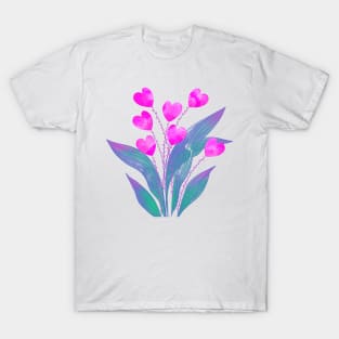 Love pink heart flower plant on white background T-Shirt